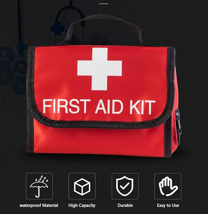 Aoutacc Nylon First Aid Empty Kit,Compact and Lightweight First Aid Bag for Emergency at Home, Office, Car, Outdoors, Boat, Camping, Hiking(Bag Only) (2 Pack Red Foldable)