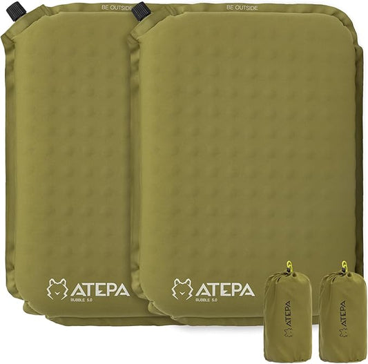 ATEPA Inflatable Stadium Seat Cushion, Self-Inflating Memory Foam Stadium Seats Camping Accessories Chair Pad for Outdoor Airplane Travel Bleacher Patio Backpacking