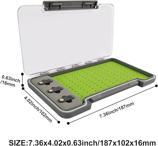 AVENTIK EUPHENG Fly Fishing Boxes Silicone Super Slim Fishing Storage Fishing Tackle Case Waterproof Pocket 7.36"X4.02"X0.63"/5.39"X3.74" X0.63'' (2PC-G048LB:7.36"X4.02"X0.63" with Hook fly threader)