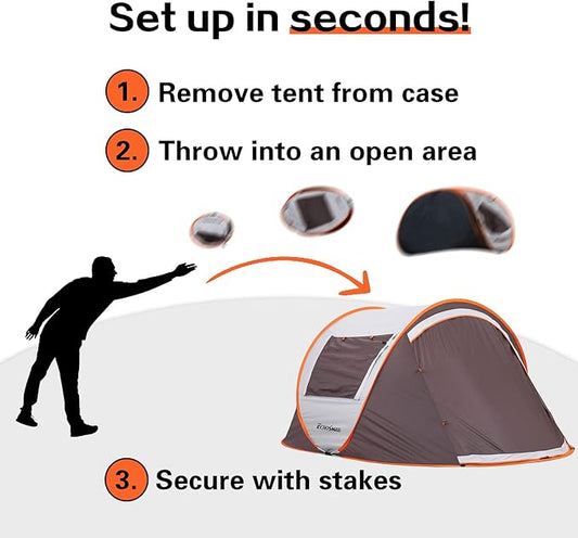 EchoSmile Camping Instant Pop Up Tent, 2/4/6/8/10 Person, Water Resistant Dome, Easy Setup for Camping Hiking and Outdoor, Portable with Carry Bag, 3 Season