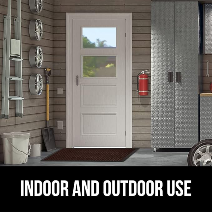 GORILLA GRIP 100% Waterproof All-Season WeatherMax Doormat, 72x24 Runner, Durable Natural Rubber, Stain and Fade Resistant, Low Profile, Indoor Outdoor Door Mats, Easy Clean Entry Mat, Coffee Squares
