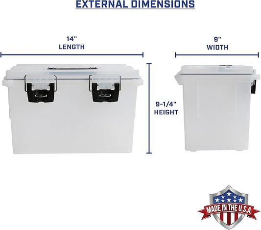 Sheffield 12763 2-Pack XL Ammo Storage Box, Stackable .50 Cal Field Boxes, Water and Dust Resistant, Lockable Storage Box with Handle, Heavy Duty Protection for Hunting Gear, Made in the USA, Frost