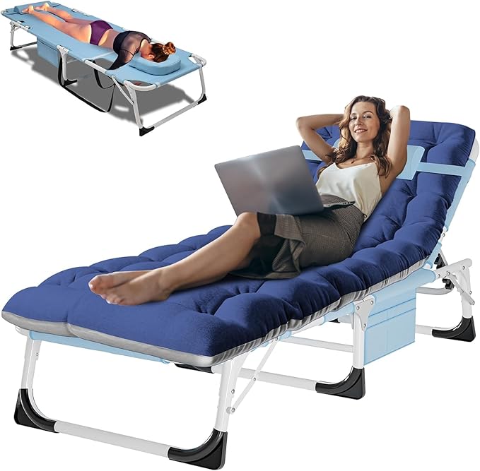 ABORON Folding Camping Cot for Adults, Heavy Duty 3-in-1 Bed for Guest Sleeping, Adjustable Double-Layer 1200D with Mattress & Carrying Bag for Home, Office, Vacation, Hospital Use