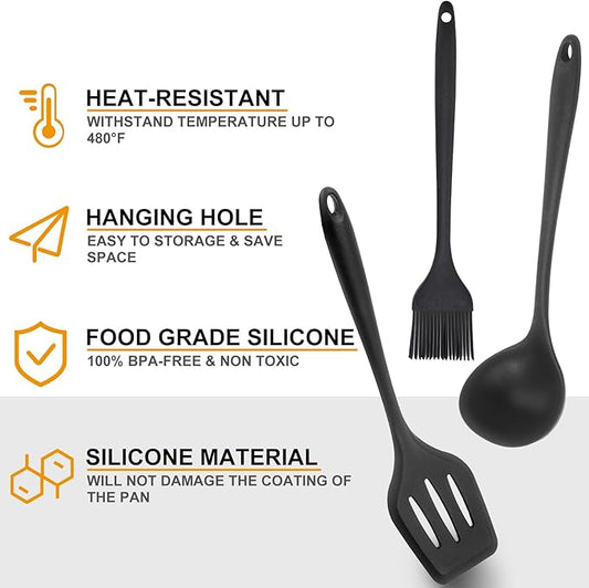 Camping Essentials Cookware Cooking Utensils Set - Portable Camp Kitchen Mess Kit Outdoor Accessories, Stainless Steel & Silicone, Camping Gear Equipment for RV Picnic Grill