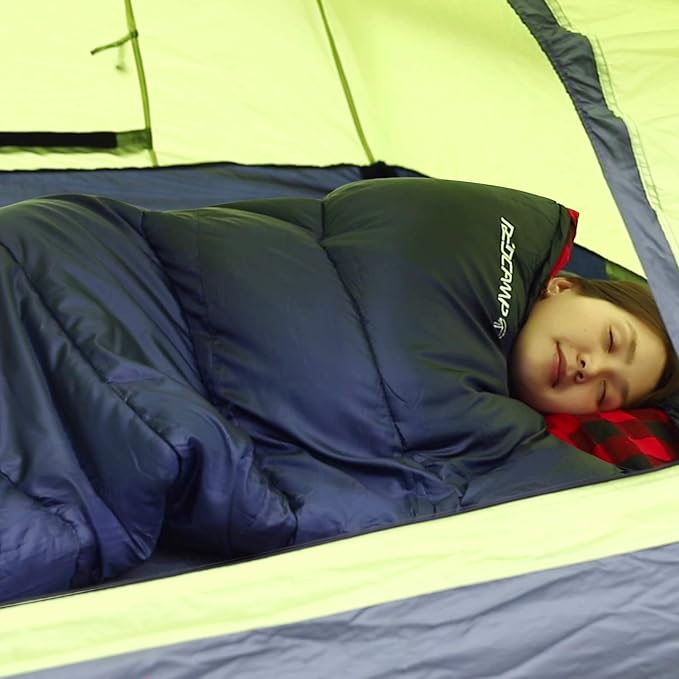 REDCAMP Flannel Sleeping Bag for Adults, Comfortable Cotton Sleeping Bags for Camping with Detachable Hood, Red/Grey/Blue