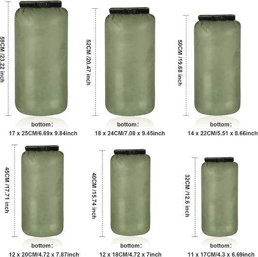 Shappy 6 Pcs Waterproof Dry Bag Set 6 Size Lightweight Sack and Long Adjustable Shoulder Strap 20/15/10/8/5/3l Outdoor Keep Gear Stuff Sack for Backpacking Boating Hiking Camping