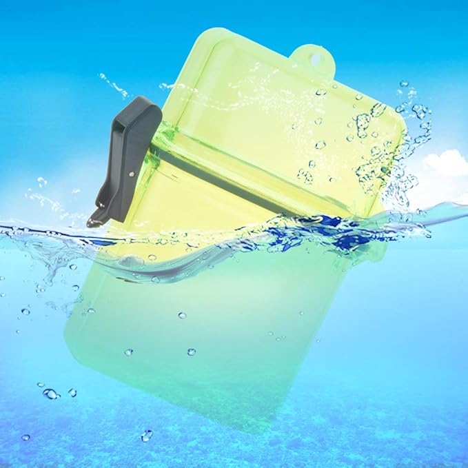 T best Diving Dry Box, Underwater Plastic Transparent Floating Watertight Case Waterproof Diving Sealing Dry Storage Box with Rope Hook for Surfing Canoe Kayak(Transparent Yellow)