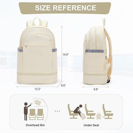 coofay Small Gym Backpack For Women Men Dance Sports Backpack With Shoe Compartment Waterproof Travel Backpack Small Gym Bag Beige