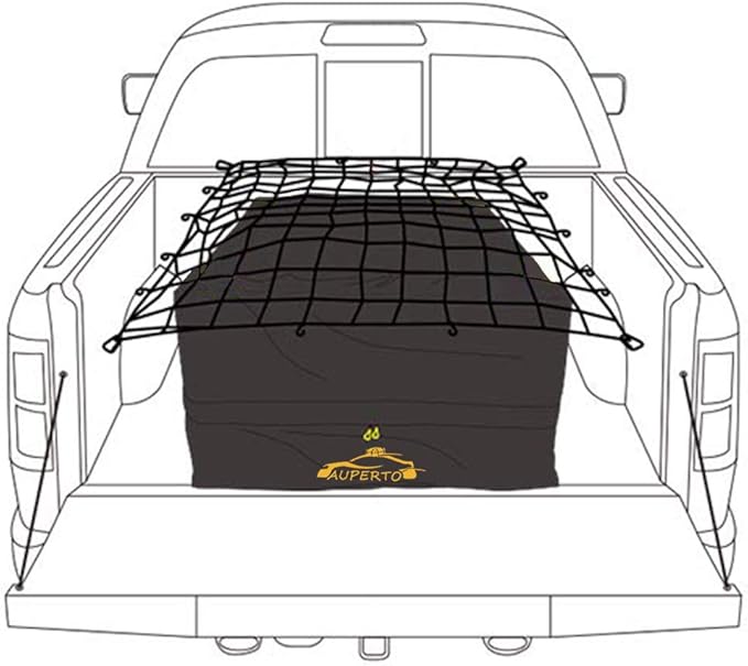 Weatherproof Cargo Bag - 26 Cubic Feet Heavy Duty Waterproof Luggage for Truck Bed With Net and 4 Metal Carbiners Fits Any Size