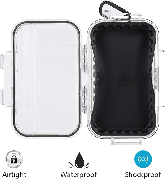 Waterproof Storage Case, Outdoor Survival Waterproof Dry Box Case Shockproof Storage Case Airtight Carry Box Container for Outdoor Boating Camping(Transparent)