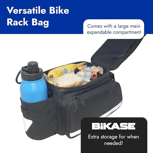 BiKase MIK Compatible Trunk Bike Bag Big Daddy with MIK Attachment, Waterproof Bag for Back of Bicycles with Panniers, Pannier Rack Bag with Water Bottle Carrier (MIK Rack not included)