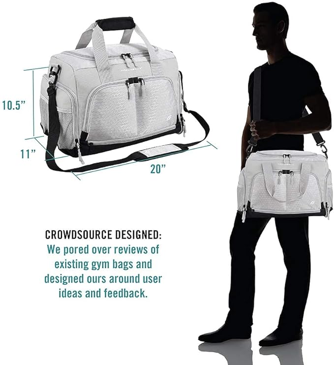 Ultimate Gym Bag 2.0: The Durable Crowdsource Designed Duffel Bag with 10 Optimal Compartments Including Water Resistant Pouch