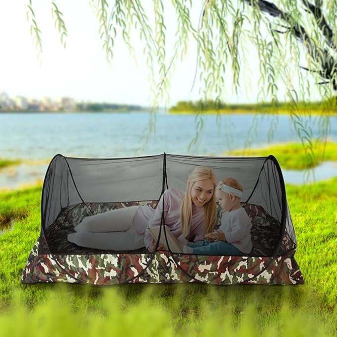Mosquito Tent,Folding Netting Bed Tent,Portable Mosquito Netting with Bottom,Camping Tent Fine Mesh Mosquito Net for Adults Kids Travel Camping Backyards Canopy Outdoor (Black Net, 1 Person)