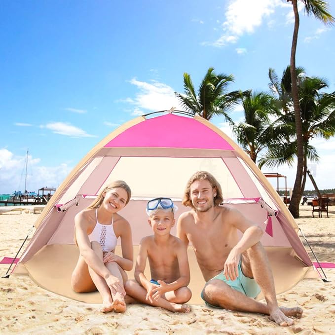 Venustas Beach Tent Sun Shelter for 3-10 Person, UPF 50+ UV Protection Canopy, Lightweight and Easy Setup Cabana, Portable Beach Shade
