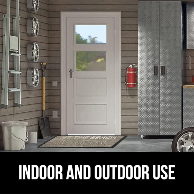 GORILLA GRIP 100% Waterproof All-Season WeatherMax Doormat, 47x35, Durable Natural Rubber, Stain and Fade Resistant, Low Profile, Indoor Outdoor Door Mats, Easy Clean Patio Entrance Mat, Sand Beach