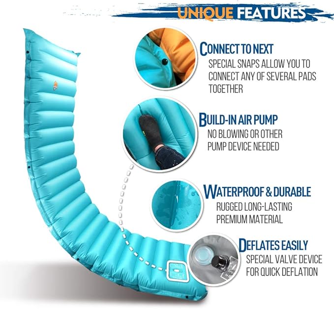 ZOOOBELIVES Extra Thickness Inflatable Sleeping Pad with Built-in Pump, Most Comfortable Camping Mattress for Backpacking, Car Traveling and Hiking, Compact and Lightweight - Airlive2000