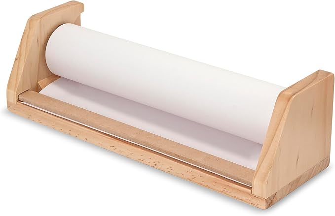 Melissa & Doug Wooden Tabletop Paper Roll Dispenser With White Bond Paper (12 inches x 75 feet) Drawing For Kids Art, Craft Roll For Kids