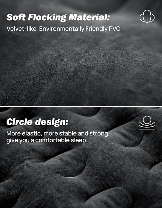 JOYTUTUS Truck Bed Air Mattress for 6.4-6.7Ft, Full Size Regular Beds for Pickup Outdoor Camping, Truck Tent Accessories with Carry Bag & Cup Holder & Cavity Design, Black