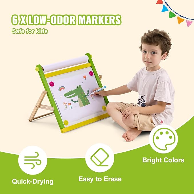 VEVOR Easel Accessory Set, 32 PCS Kid's Art Easel Painting Kit Including Chalks, Dry-Erase Markers & Paper Rolls, Supplies Set for Tabletop Art Easel, Painting Accessories for Toddlers Boys and Girls