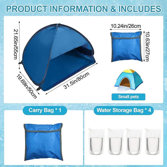 Pop Up Beach Sun Tent, 1 Pack Foldable Anti-UV Mini Automatic Pop Up Tent with 4 Water Storage Bag Instant Sun Protection Canopy with Fixed Nails for Outdoors Camping Picnic Beach