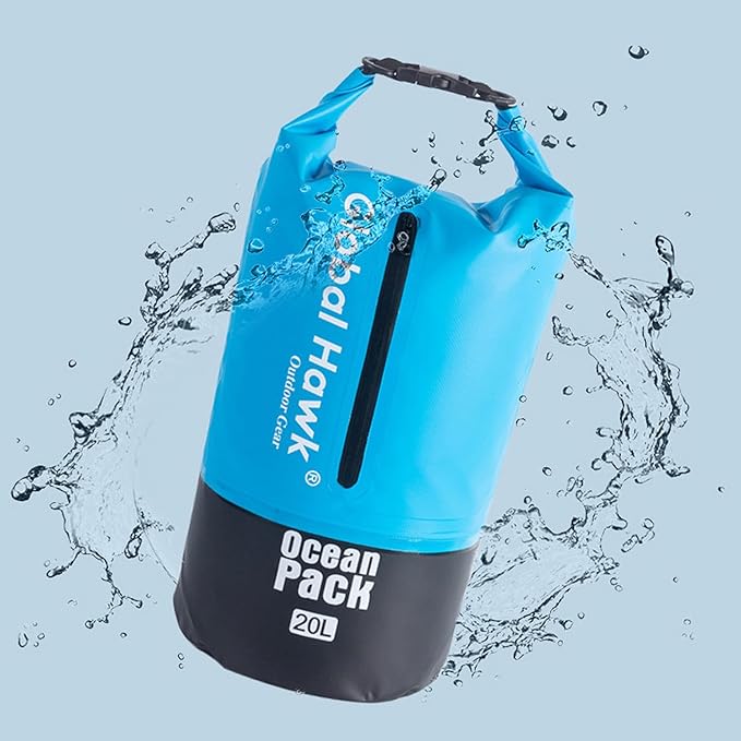 Waterproof Dry Bags: 10L, 20L Sizes - Ideal for Kayaking, Fishing, Rafting, and More! Adjustable Strap for Ultimate Convenience. Stay Dry While Adventuring (Green, 20L)