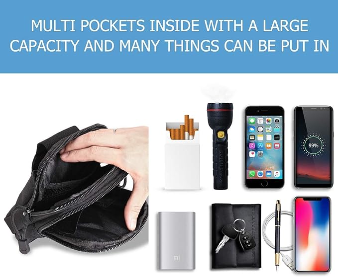 Tactical Molle Pouch, Universal EDC Waist Bag Pouches, Outdoor Belt Bags Gear Tool Gadget Pocket with Cell Phone Holster