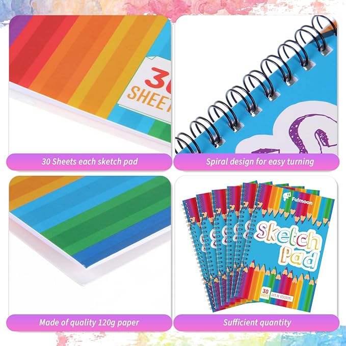 Fulmoon 25 Pcs Operation Christmas Bulk Drawing Pad for Kids 30 Sheets Drawing Paper Coloring Sketch Book Art Supplies for Adults Crayons Pencils School Office Christmas Art Supplies, 6 x 9 Inch