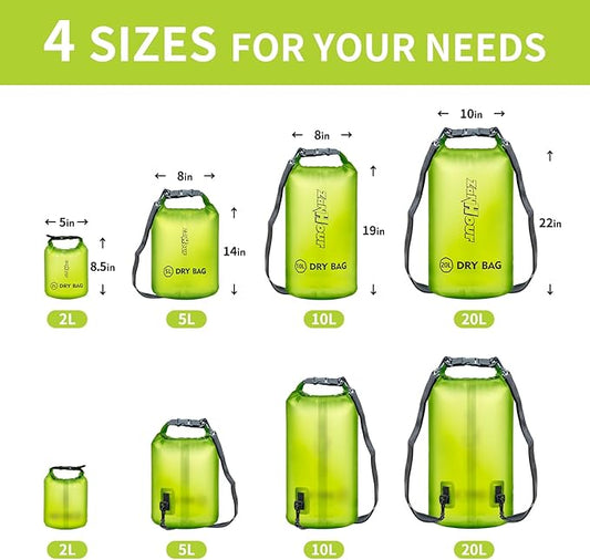 Waterproof Dry Bag - Roll Top Transparent Storage Bag,2L/5L/10L/20L,Suitable for Traveling, Swimming, Kayaking, Camping, Fishing, Rainy Day Trips