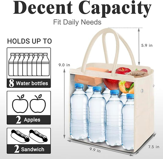 Coobiiya Stylish Lunch Box Lunch Bag for Women Men, Ultralight Thickened Leakproof Quilted Puffer Lunch Cooler Tote, Adult Small Cute Reusable Insulated Lunch Box for Work, Office, Travel (White)