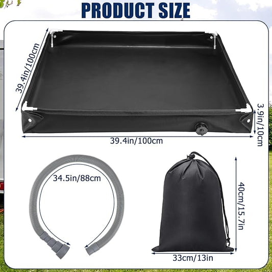 TOBWOLF Portable Shower Pan,Foldable RV Camping Shower Base Outdoor & Indoor,Temporary Showers Floor to Keep Feet Clean for RV, Tent, Awning, Camping, Beach
