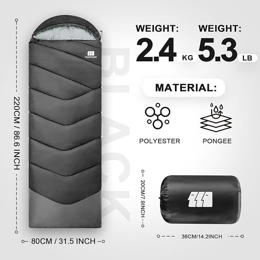 Sleeping Bags for Adults Cold Weather,Portable, Waterproof,Lightweight Sleeping Bag for Tall Girls Boys with Compression Sack for Warm Camping, Hiking, Outdoor & Indoor