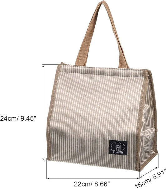 PATIKIL Insulated Lunch Bag, Oxford Cloth Waterproof Lunch Tote Bag Thermal Portable Lunch Box Food Container for Work Office Picnic Outdoor, 9.45"x5.91"x8.66", Khaki