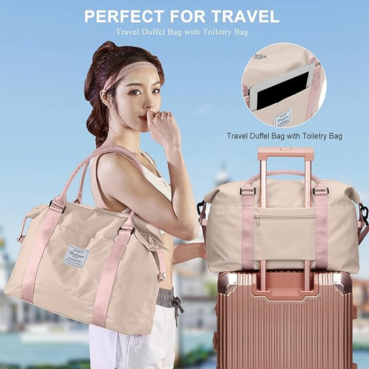 Travel Duffel Bag,Sports Tote Gym Bag,Shoulder Weekender Overnight Bag for Women