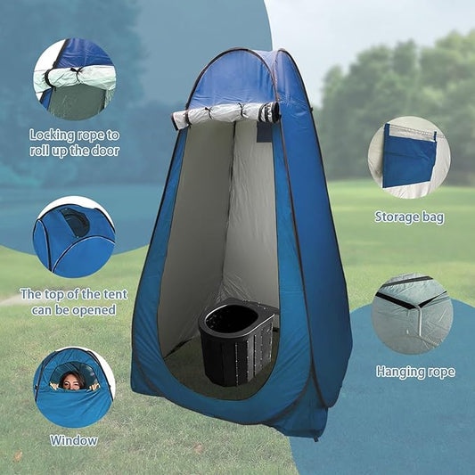 Camping Toilets Portable with Pop up Privacy Tent, X Large Portable Potty for Adults,2 in 1 Toilet for Adults for RV Camping Travel (Blue)
