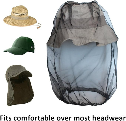 Anvin Mosquito Head Mesh Nets Gnat Face Netting for No See Ums Insects Bugs Gnats Biting Midges from Any Outdoor Activities, Works Over Most Hats Comes with Free Stock Pouches (3pcs, Khaki)