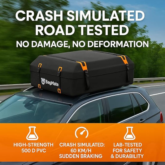 Car Roof Bag - Car Rooftop Cargo Carrier Bag – 19 Cubic Ft Waterproof Roof Rack Cargo Carrier, Includes Anti-Slip Mat, 4 Door Hooks, Reinforced Zipper/Buckle, with or Without Rack