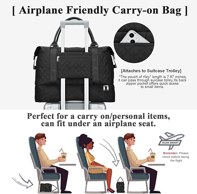 Travel Duffel Bag,Sports Tote Gym Bag,Shoulder Weekender Overnight Bag for Women