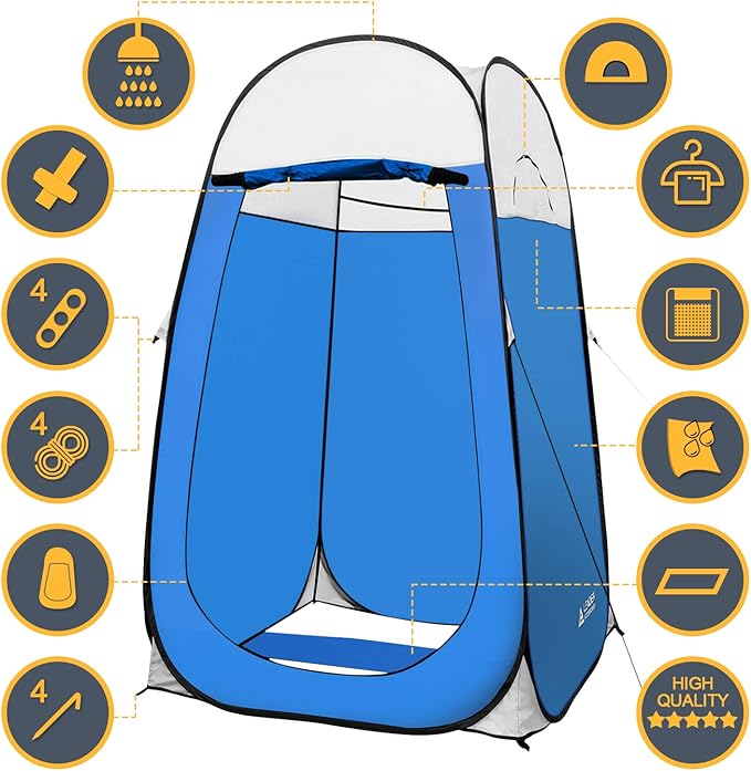 Leader Accessories Pop Up Shower Tent Dressing Changing Room Privacy Portable Camping Shelters 4' x 4' x 78" H Extra-Large Space