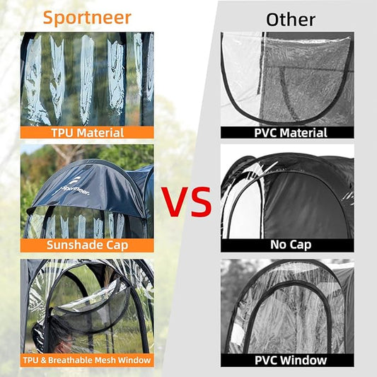 Sportneer Sports Tent, 1 Person Tent Sports Tents for Parents for Cold Day Lightweight Portable Pop Up Tent for Sports Event, Protection from Cold Wind and Rain (L)