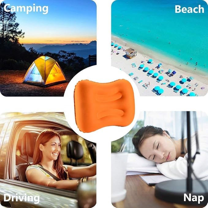 SUNYAO Ultralight Inflatable Camping Pillows - Compressible, Compact, Inflatable, Comfortable, Ergonomic Pillow for Neck & Lumbar Support While Camping,Backpacking,Hiking