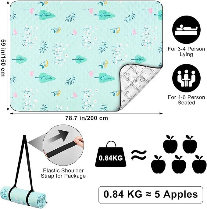 ICOSY Picnic Blankets Beach Blanket, Waterproof Outdoor Blanket Sandproof Picnic Camping Mat Camping Essentials 78" x 59"