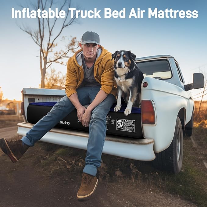 Umbrauto Truck Bed Air Mattress for 6-6.5ft Full Size Truck Beds, Inflatable Pickup Airbed Tent Sleeping Pad with Pump, Repair Patch, Pillows, Carry Bag