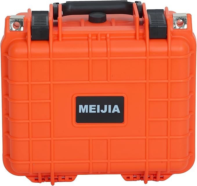 MEIJIA Portable All Weather IP67 Waterproof Camera Case,hard case with Customizable Fit Foam,Fit Use of Drones,Camera,Equipments,10.62 x9.68x6.87inches(Orange)