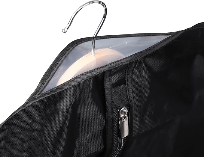 Univivi 8 Pack Suit Bags 43" Waterproof Black Garment Bag, Coat Covers from Dust with Zipper and Transparent Window, for Hanging Clothes, all coats, suits, women shirts, tuxedos, uniforms, winter