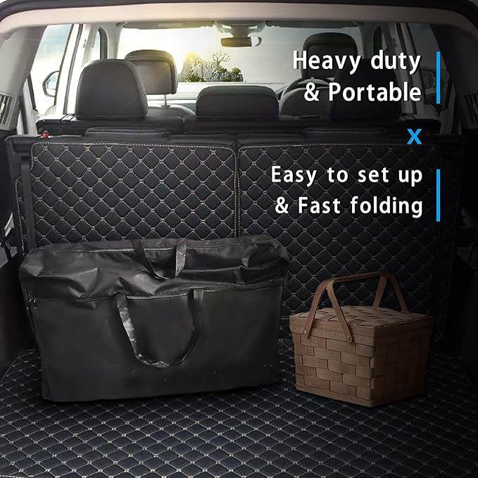 CampLand Folding Cooking Table Outdoor Portable Cook Station Aluminum Camping Kitchen with Storage Organizer (Black)