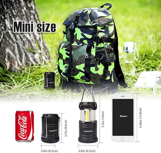 LED Lantern Mini 4 Pack, Camping Lanterns with 12 AAA Battery Operated/Portable & Collapsible, LED Camping Lantern for Kids/Hurricane/Camping/Emergency/Power Outage