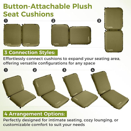 ATEPA Inflatable Stadium Seat Cushion, Self-Inflating Memory Foam Stadium Seats Camping Accessories Chair Pad for Outdoor Airplane Travel Bleacher Patio Backpacking