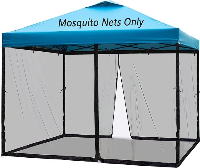 10x10 Mosquito Netting for Patio Camping Gazebo/Pop Up Canopy Tent,Double Door Side Screen Easy Installation Black(Only Mosquito Net No Frame) (Embedded 10x10)