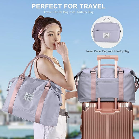 Travel Duffel Bag,Sports Tote Gym Bag,Shoulder Weekender Overnight Bag for Women