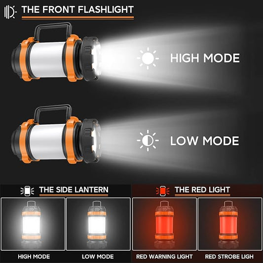 Camping Lantern Rechargeable , Alpswolf Camping Flashlight 4000 Capacity Power Bank,6 Modes, IPX4 Waterproof, Led Lantern Camping, Hiking, Outdoor Recreations Orange 2 Pack